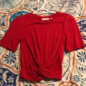 Aritzia XS Wilfred red crop top with faux front knot, stretchy and comfy!